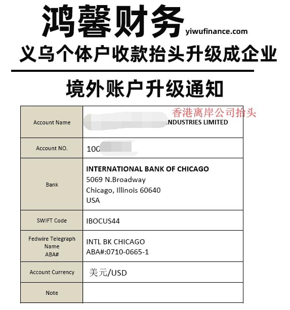 义乌个体户收汇的抬头变成公司抬头账户收款美金